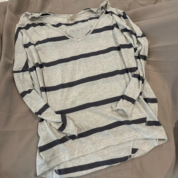 Free People Upstate Striped Long Sleeve Dolman Tee Women's Grey Black Medium - Picture 3 of 9